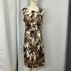 Maggy London Women's Size 10 Abstract Print Asymmetrical Cocktail Sheath Dress